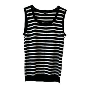 TALBOTS Stripe Knit Sleeveless Sweater in Black & White Size Small Petite